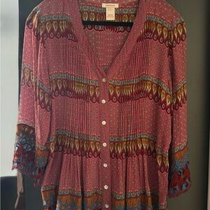 Silk Pink and Multicolor Women's blouse by Sundance (L)